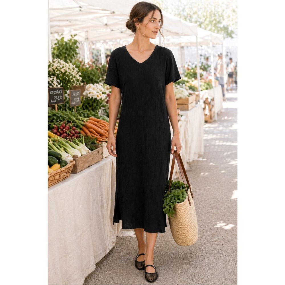 Jenni Kayne M Waffle Weave Cypress Caftan Midi Dress $275 Gauze 100% Cotton NWT